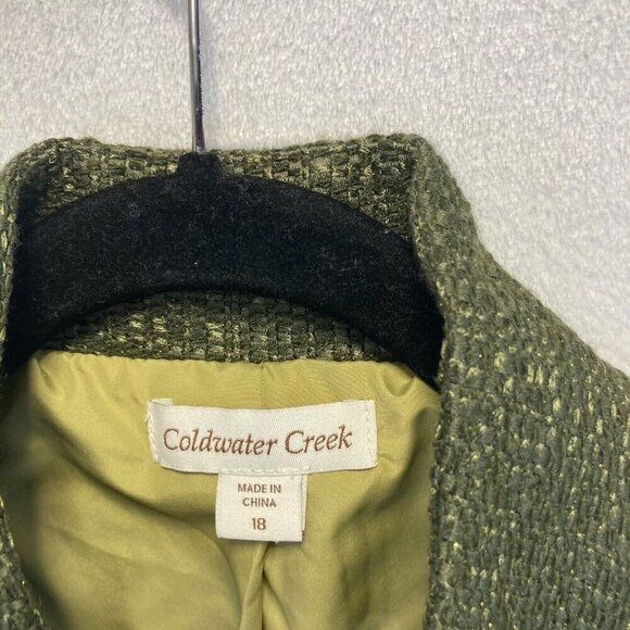 Coldwater Creek Green Tweed Blazer Jacket Womens 18 Academia Holiday Christmas - Picture 3 of 16